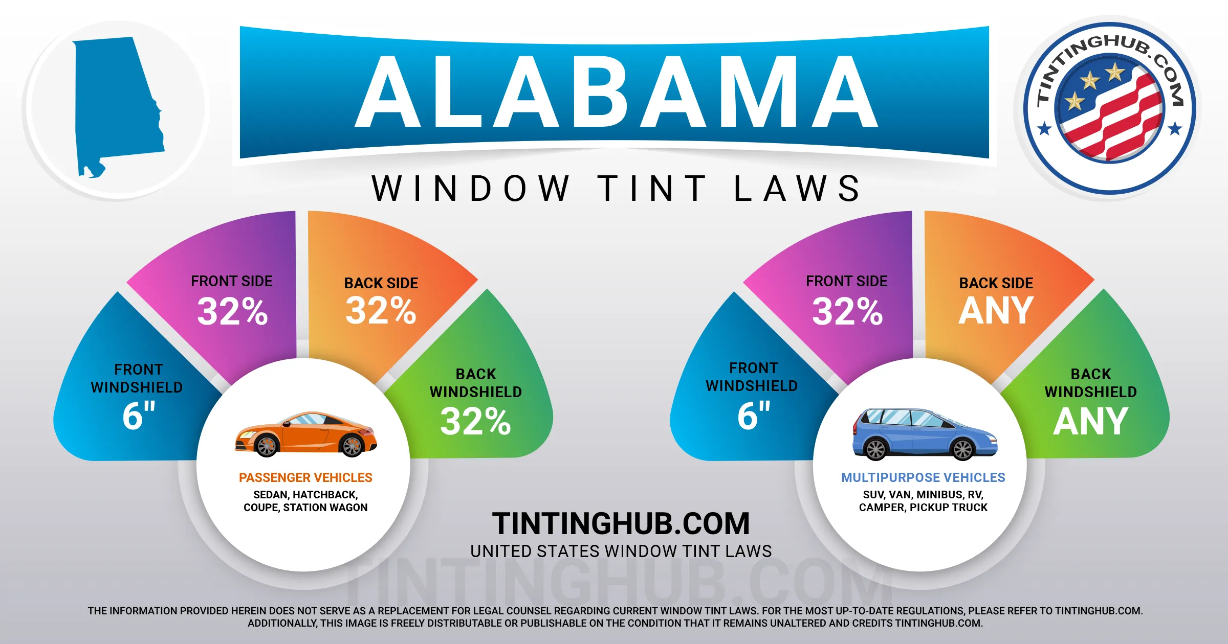 Alabama Automobile Window Tint Laws